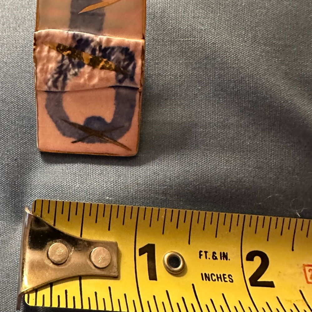 Vintage Handmade Rectangle Abstract Pink Blue Gol… - image 4